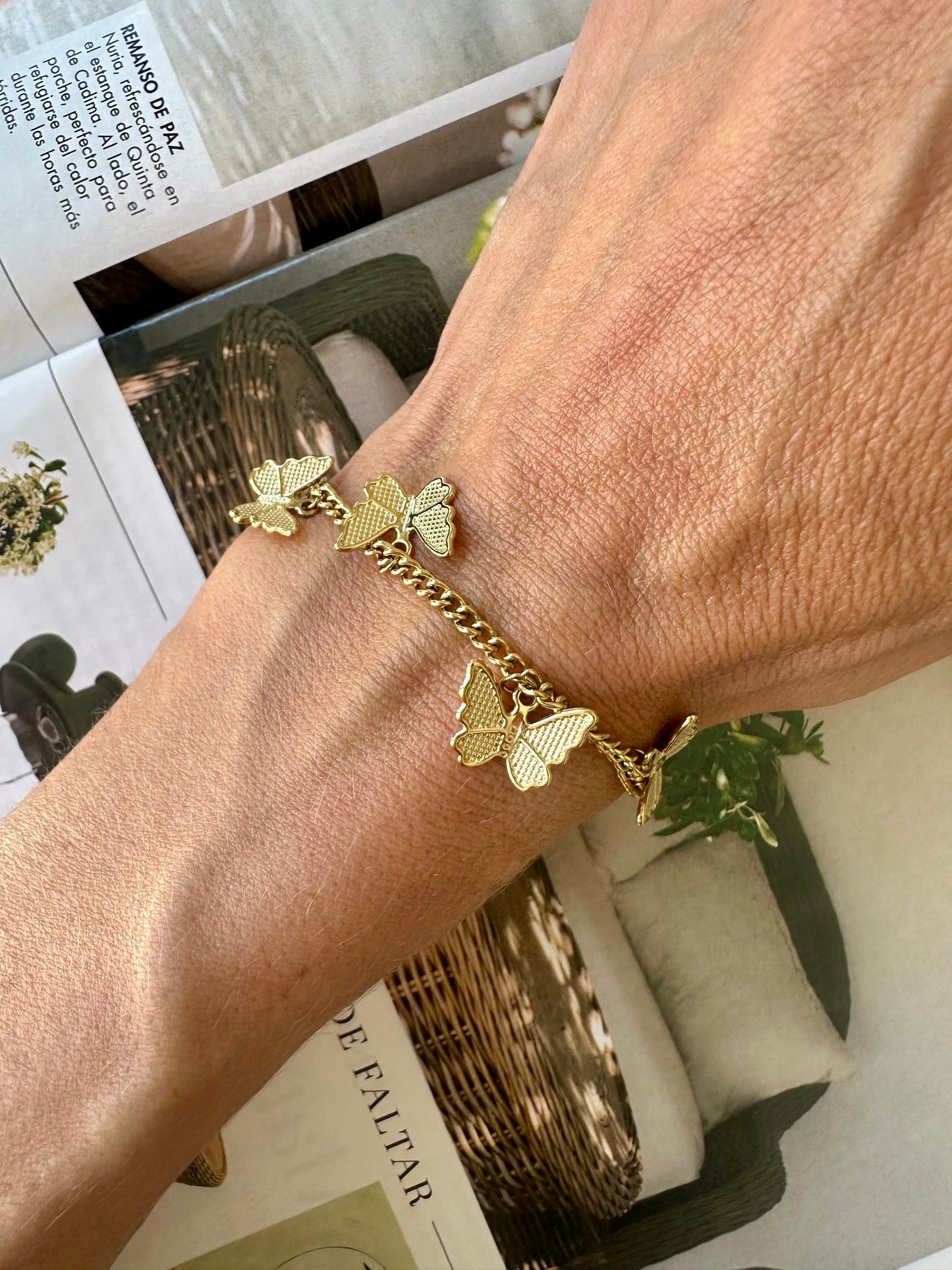 Pulsera Charms MARIPOSAS Dorado