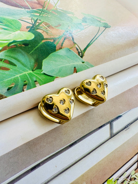 Pendientes CORAZÓN y ZIRCONITAS Dorado