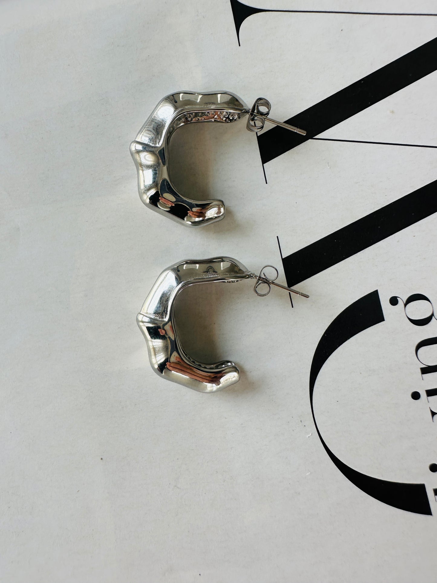 Pendientes HUESO Plateado