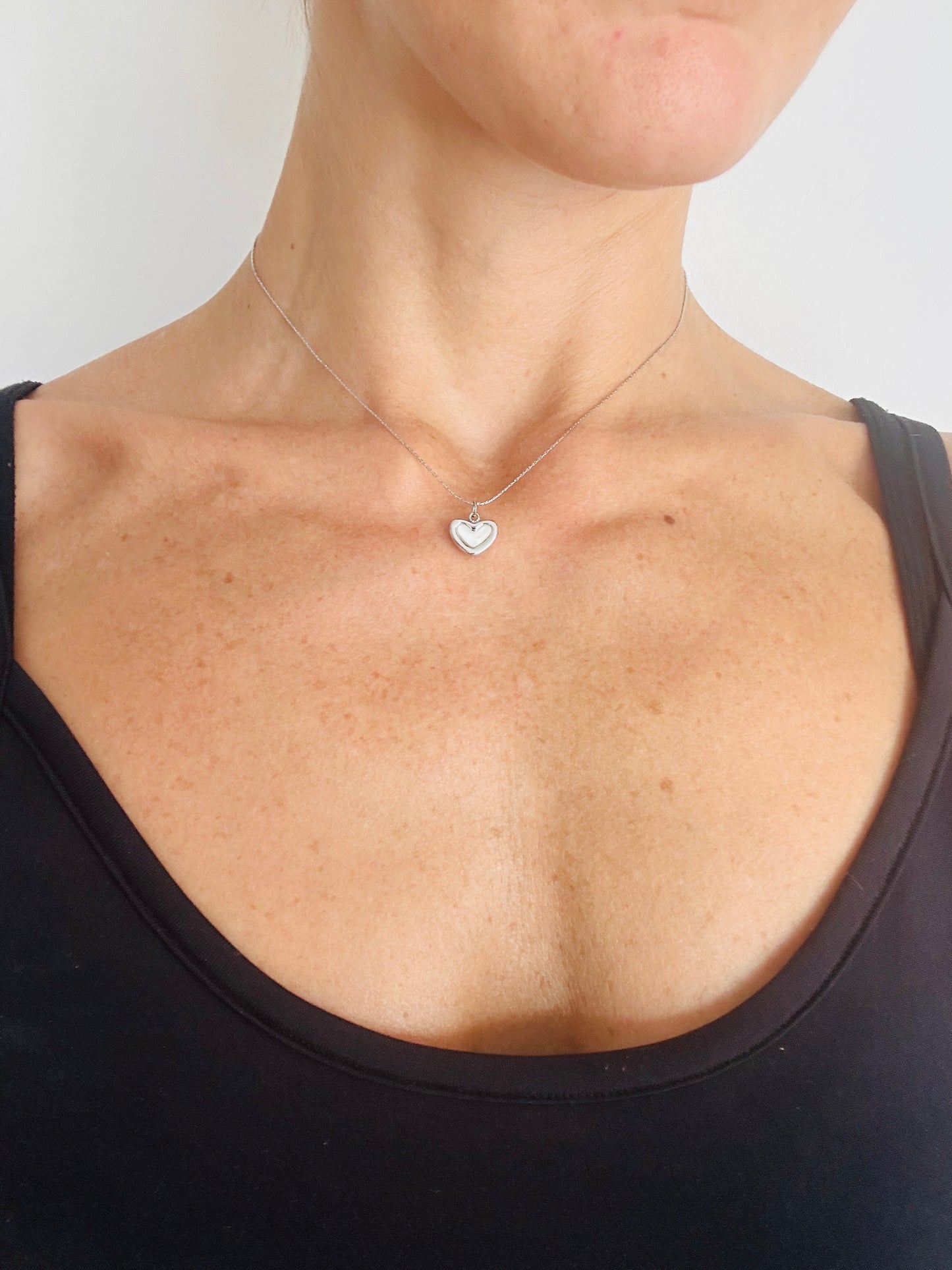 Collar Corazón relleno Plateado