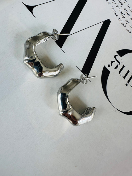 Pendientes HUESO Plateado