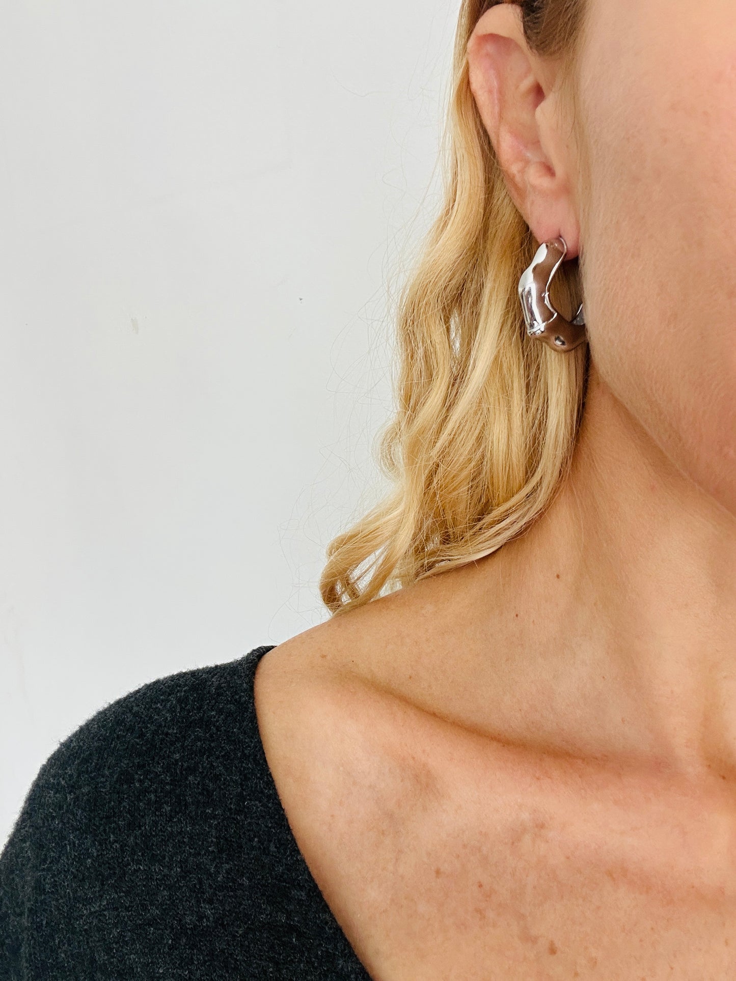 Pendientes HUESO Plateado