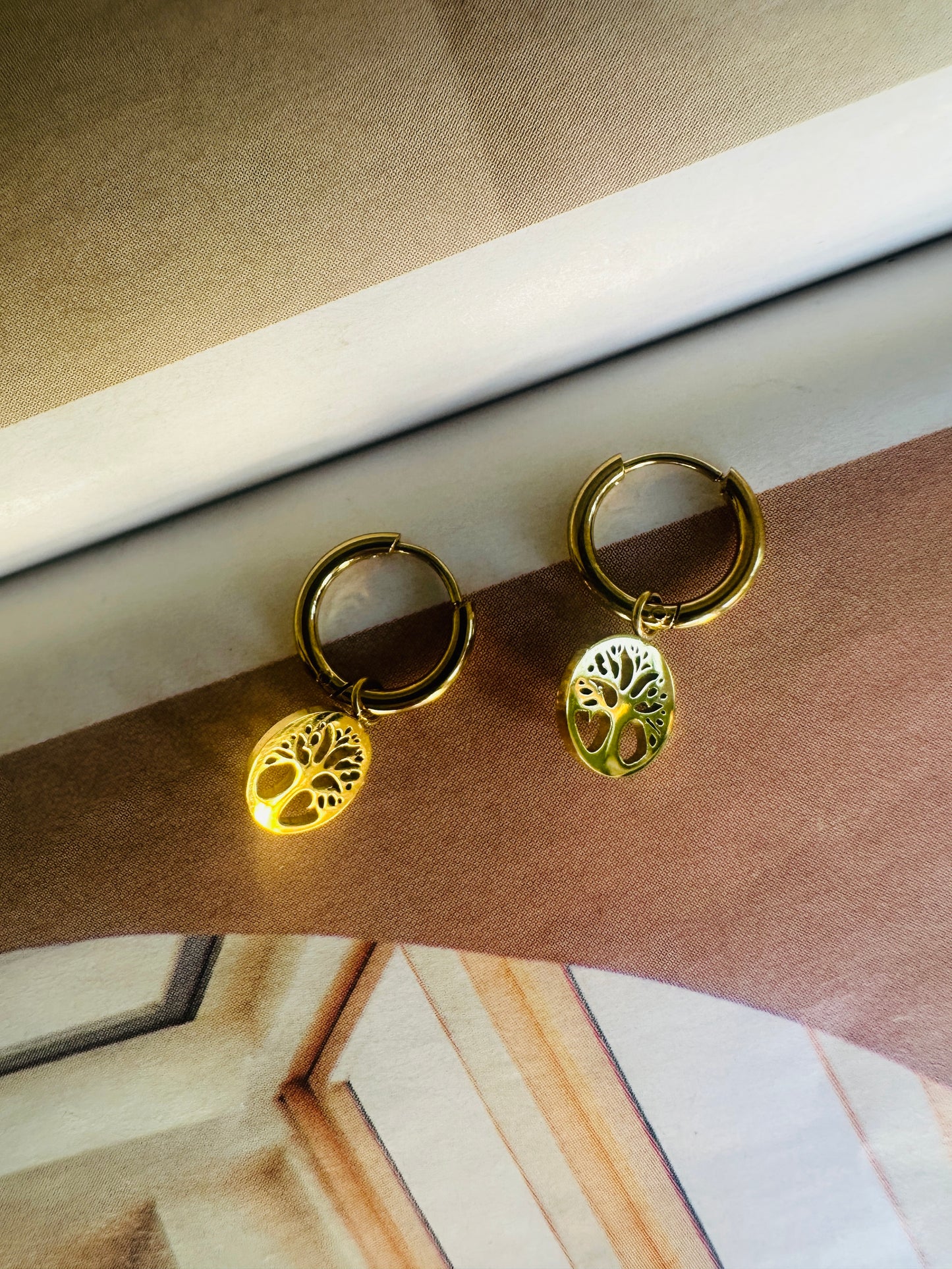 Pendientes ÁRBOL de la VIDA Dorado