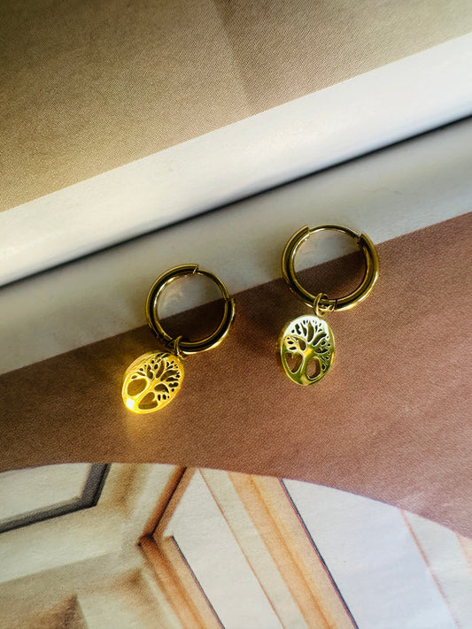 Pendientes ÁRBOL de la VIDA Dorado