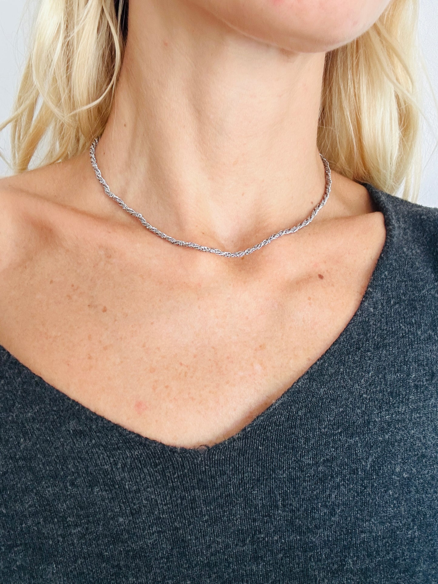 Collar Cadena CUERDA Plateado