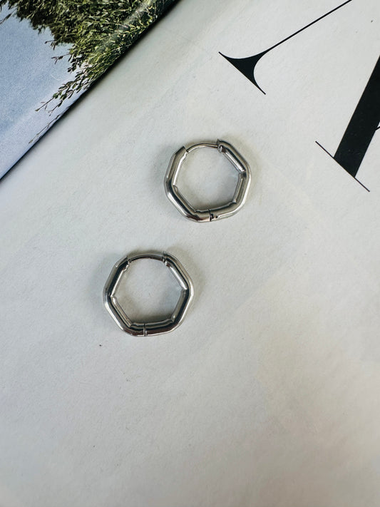 Pendientes HEXAGONO Plateado