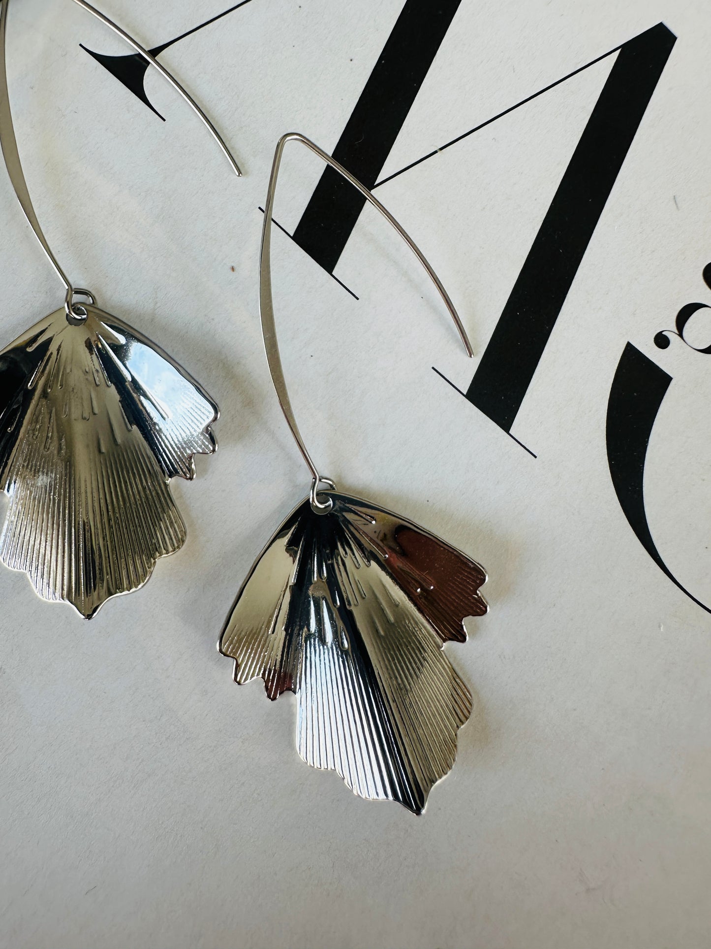 Pendientes HOJA Larga Plateado