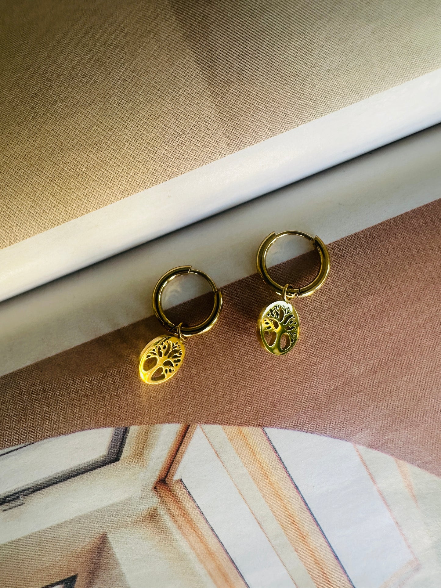 Pendientes ÁRBOL de la VIDA Dorado
