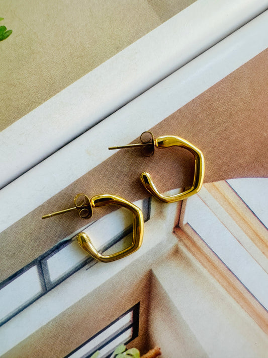 Pendientes HEXAGONO Abierto Dorado