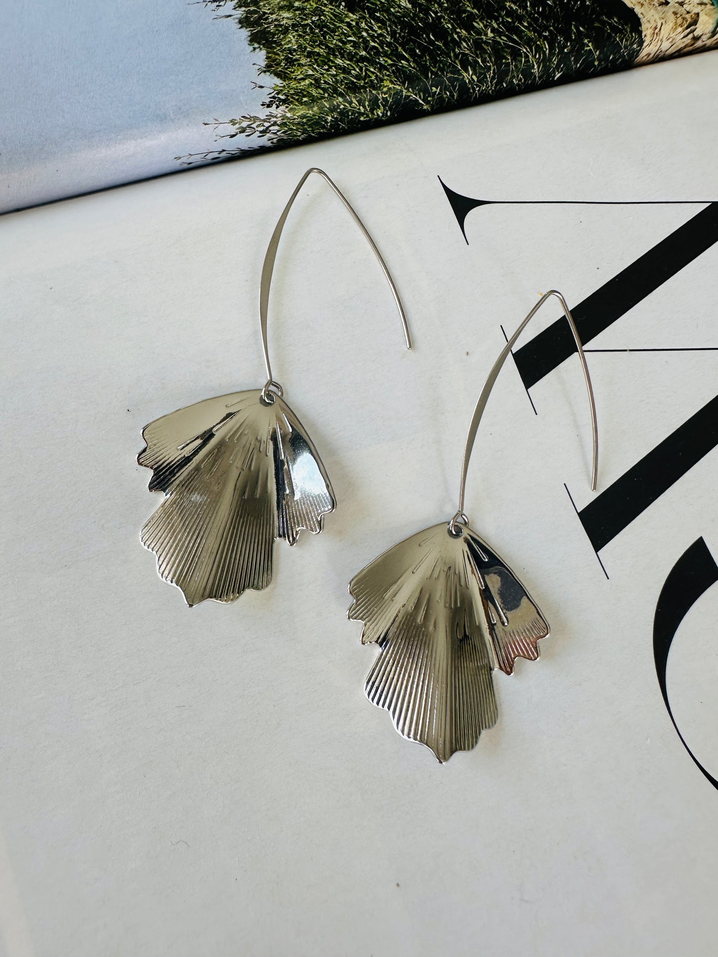 Pendientes HOJA Larga Plateado