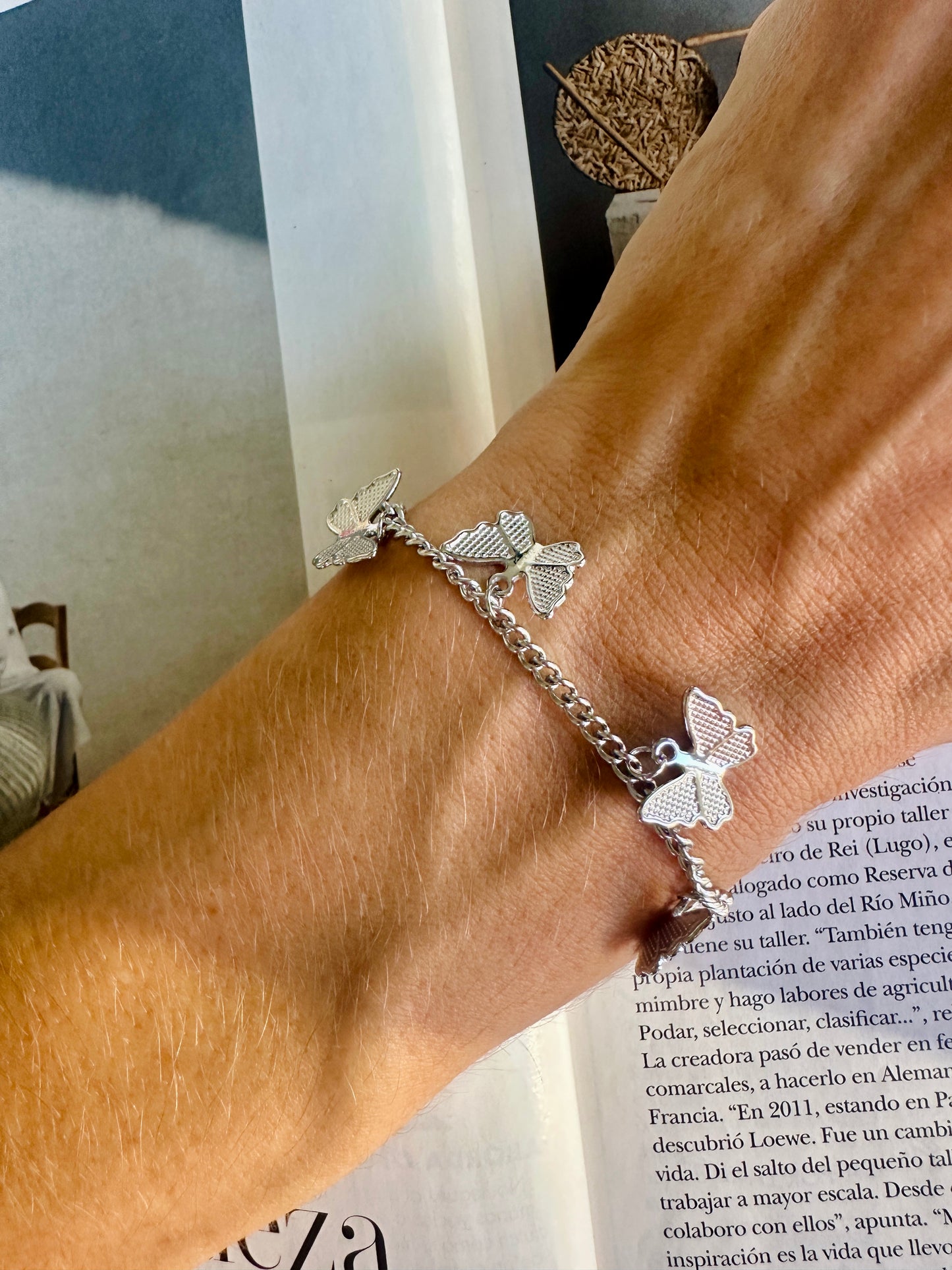 Pulsera Charms MARIPOSAS Plateado
