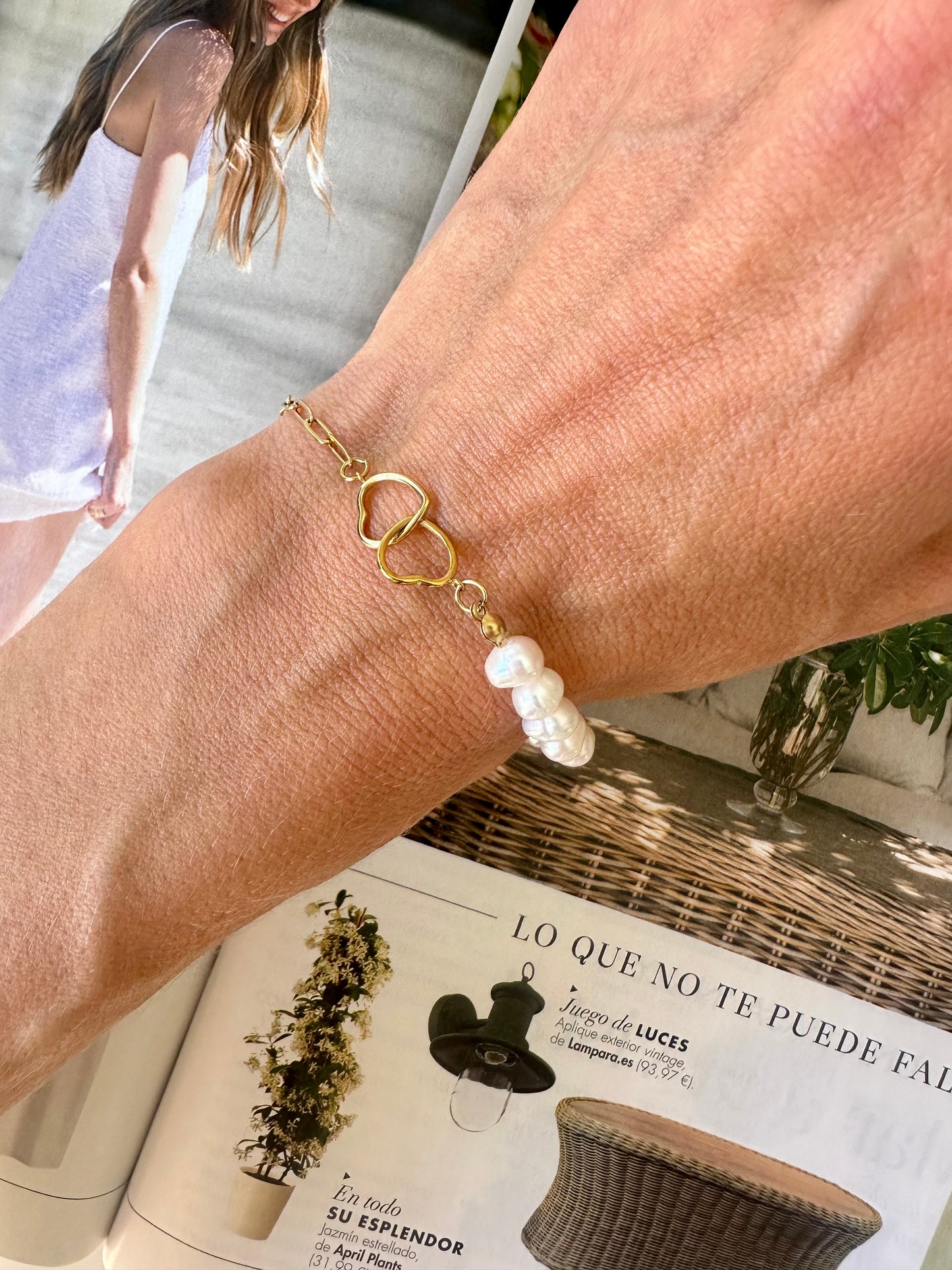 Pulsera AMOR y PERLAS Dorado